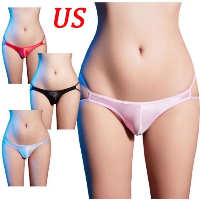 US Mens Semi See-Through Bulge Pouch Thongs Underwear Strappy Low Rise Underpant