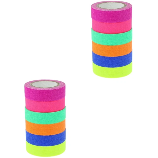 12 rollos útil cinta de neón segura UV luz negra para decoración de fiestas