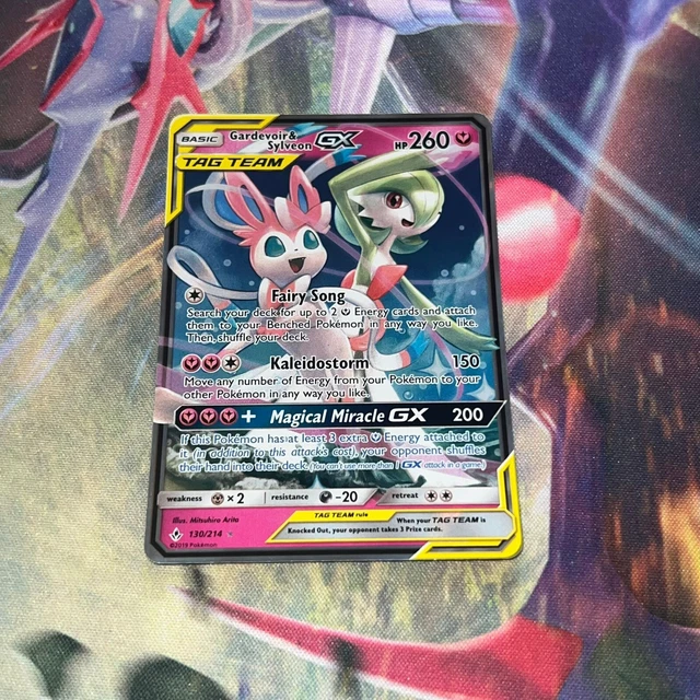 Gardevoir & Sylveon GX 130/214 Tag Team SM UNGEBROCHENE BINDUNGEN ~ IN DER NÄHE NEUWERTIG ~ Pokémon