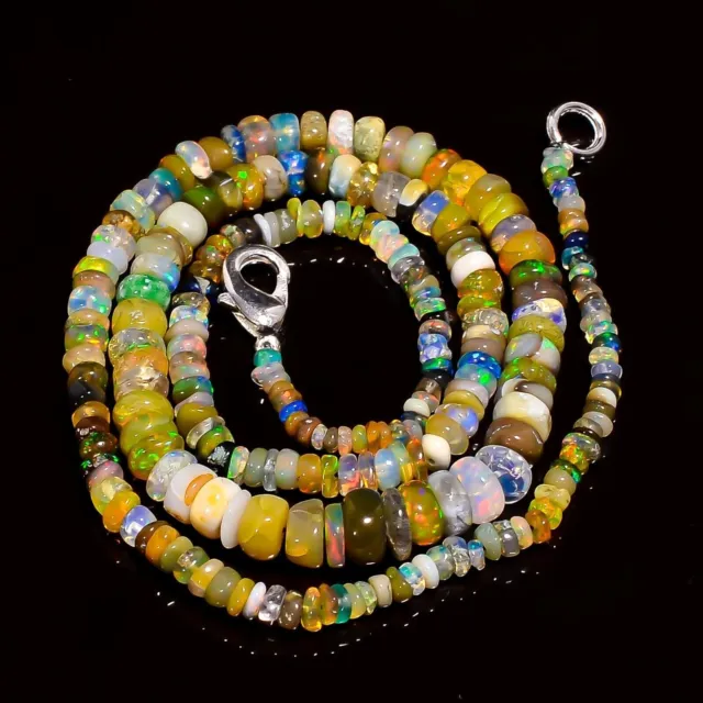 Collana con perle lisce naturali multi opale etiope Rondelle 3X2 6X4mm 17...