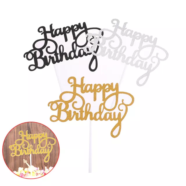 10 PIEZAS Papel Brillante Feliz Cupcake Postre Decoración Suministros ZR