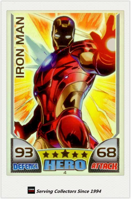 2011 Topps Marvel Universe Hero Attax Collectors Card Rainbow Foil #4 Iron Man