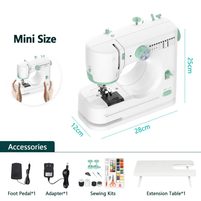 Portable Electric Sewing Machine Double Threads with Extension Table Desktop 2