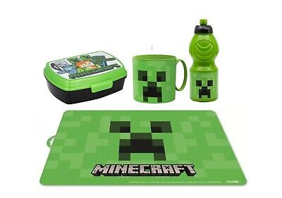 Minecraft Set Desayuno Caja Puerta Bocadillo + Botella + Taza + Paño Escuela