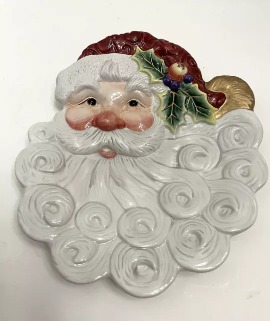 Fitz And Floyd 2003 Collectors Series Christmas Santa Canape Plate 9-1/2"