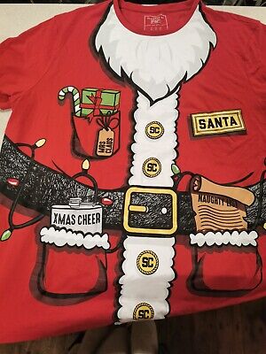 Mens Xmas Tshirt XXL Santa Print Short Sleeve Christmas F&F