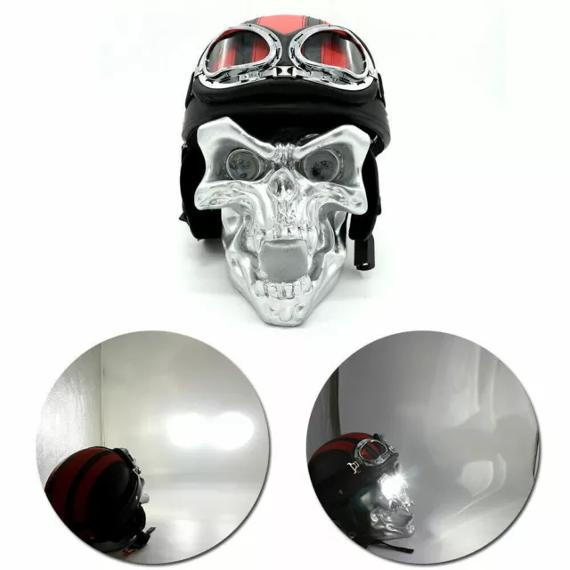 New Motor Custom LED Black  Skull Head Light Headlight Lamp For HARLEY Bobber