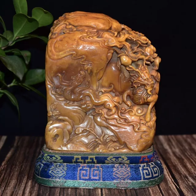 Chinese Exquisite Handmade Kylin carving Shoushan Stone Statue Seal