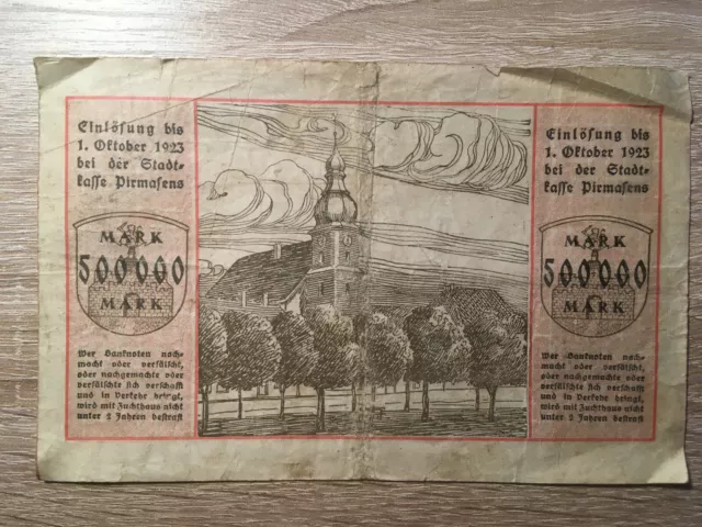 Fünfhunderttausend Mark - Notgeld Stadt Pirmasens - 1923 - 500000 Mark 2