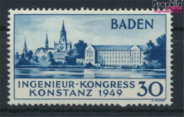 Briefmarken Franz. Zone-Baden 1949 Mi 46II (kompl.Ausg.) 2. Auflage postfr(95019