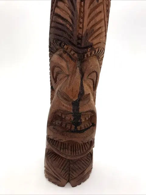 Vtg Tiki Tonga Hand Carved Wood Totem Pole Statue Hawaiian Polynesian Tiki Bar