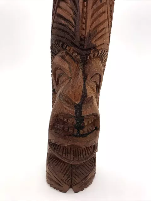 Vtg Tiki Tonga Hand Carved Wood Totem Pole Statue Hawaiian Polynesian Tiki Bar