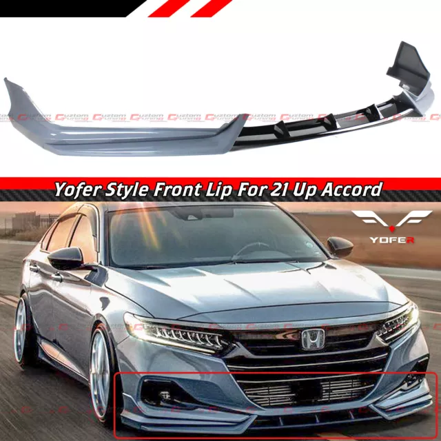 For 2021-2022 Honda Accord Yofer Sonic Grey Pearl Front Bumper Lip Kit Splitter