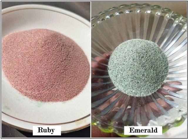 Juego de 2, esmeralda rubí natural fina triturada -150 quilates cada uno, para fabricación de joyas, incrustación