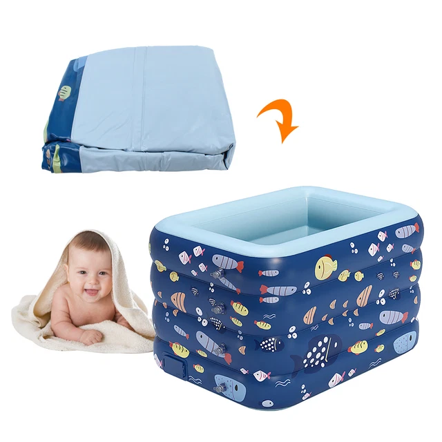 Inflatable Kids Bathtub 75cm 4-Layer Portable Swimming Pool Shower Spa Water Tub
