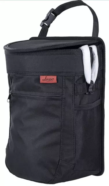 Lusso Gear Spill-Proof Car Trash Can - 2.5 Gallon Hanging Bin Accessories Lined
