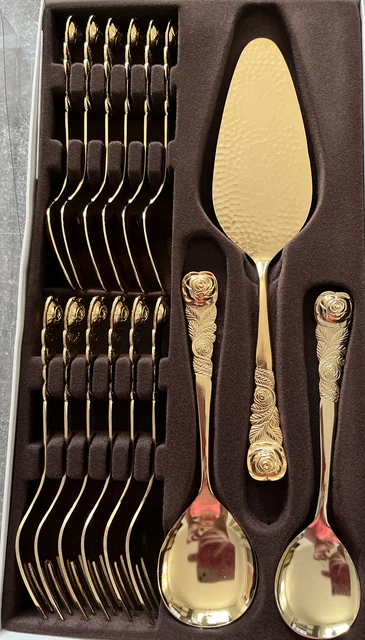 Rosendekor Kuchengabeln, Teelöffel, KuchenheberSet