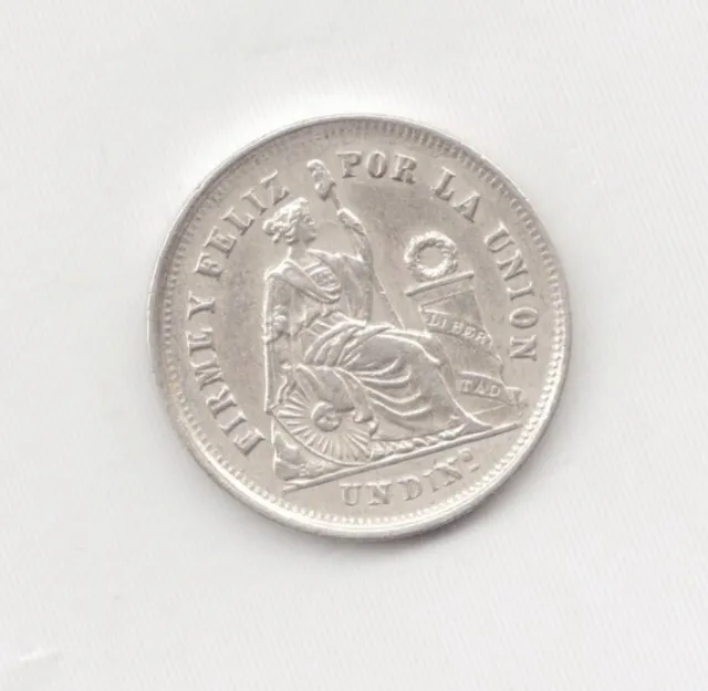 Peru Silver 1866 Dinero-Lot E6