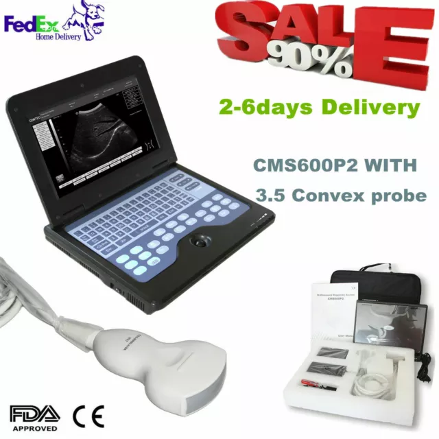 FDA Digital Portable Laptop Ultrasound Scanner Machine,3.5MHz Convex probe USA