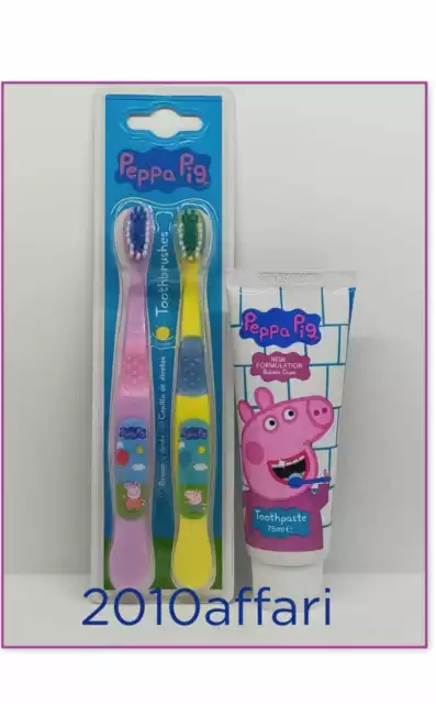 PEPPA PIG Zahnbürste Von Zähne 2 Zahnbürsten + Zahnpasta 75 ML Bubble Gum ,