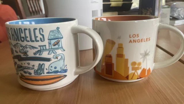 Lot of 2 Starbucks Mugs Los Angeles You Are Here - Been There Series