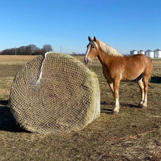 Round Bale Slow Feeder Net - 6 x 6 - Fits Bales 3' x 3' x 8' - 1 1/2" Openings