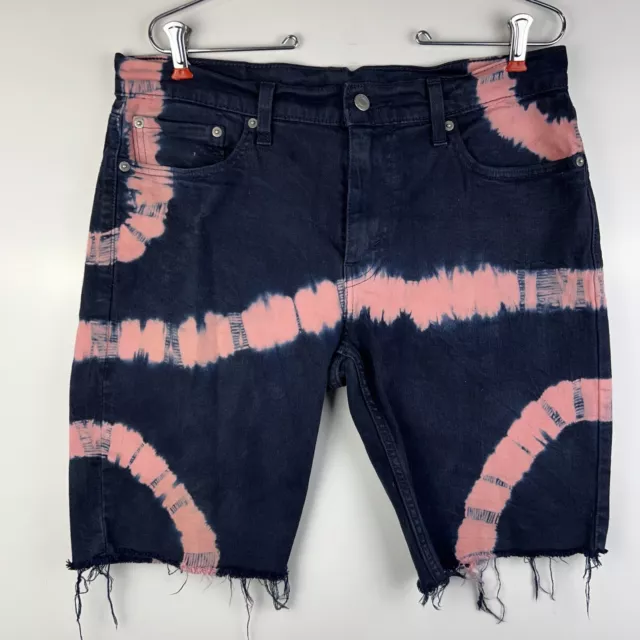 Levis 511 Tie Dye Cutoff Jeans Shorts 33 Raw Hem Rainbow Pride Boho Hippy