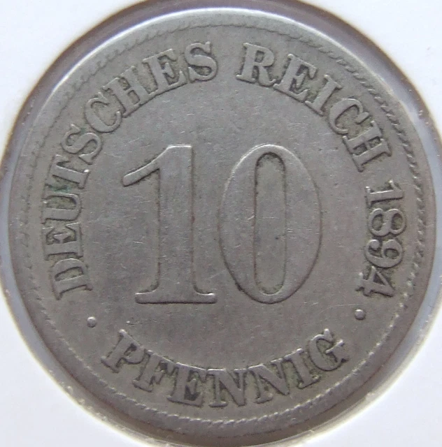 Moneta Reich Tedesco Impero Tedesco 10 Pfennig 1894 E IN Very fine