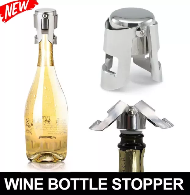 New Champagne Bottle Sealer Wine Stopper Bubble Sparkling Steel Bottle Plug AU