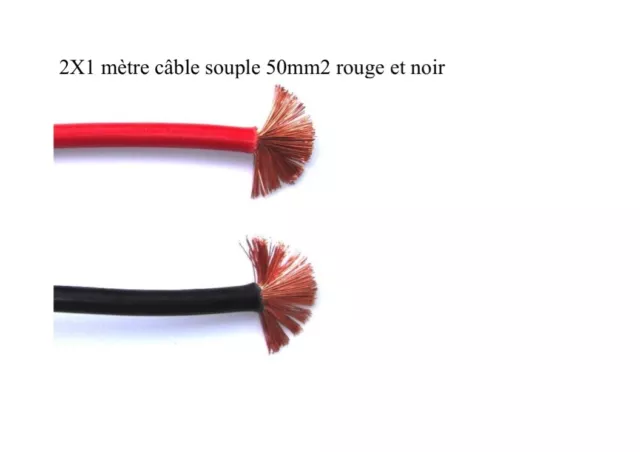 câble électrique batterie souple 50 mm2 rouge et noir 2X1 mètre