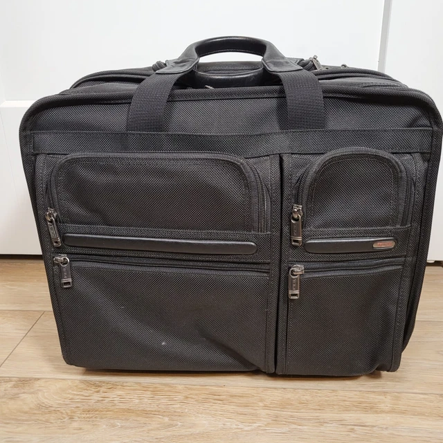 TUMI Alpha Deluxe Expandable Wheeled Rolling Briefcase Black Travel Bag
