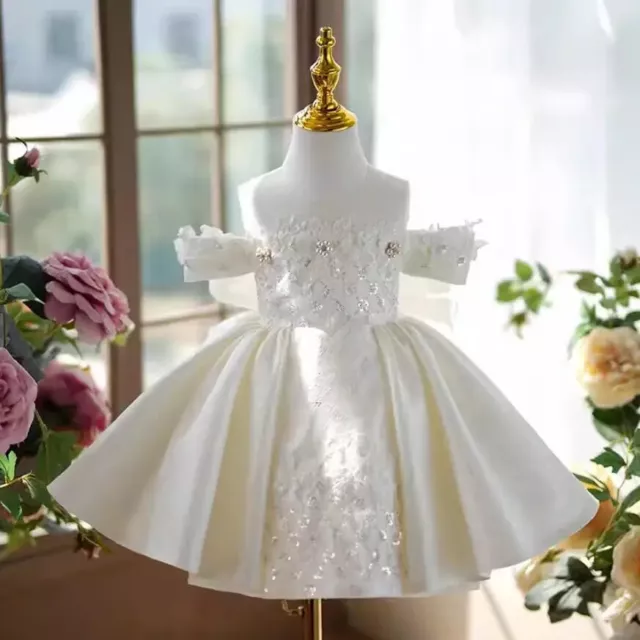 Kids Catwalk Princess Evening Dresses Wedding Birthday Party Flower Girl Dresses