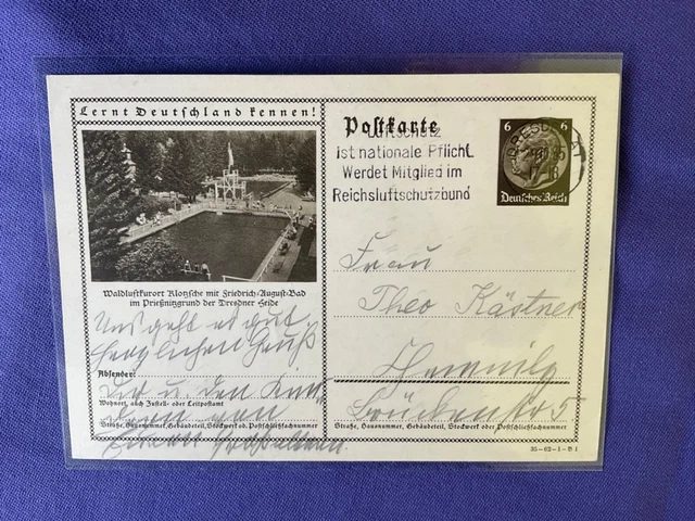 DR 1933-45, Ganzsache, P236, DV: 35-62-1-B1, Klotzsche bei Dresden