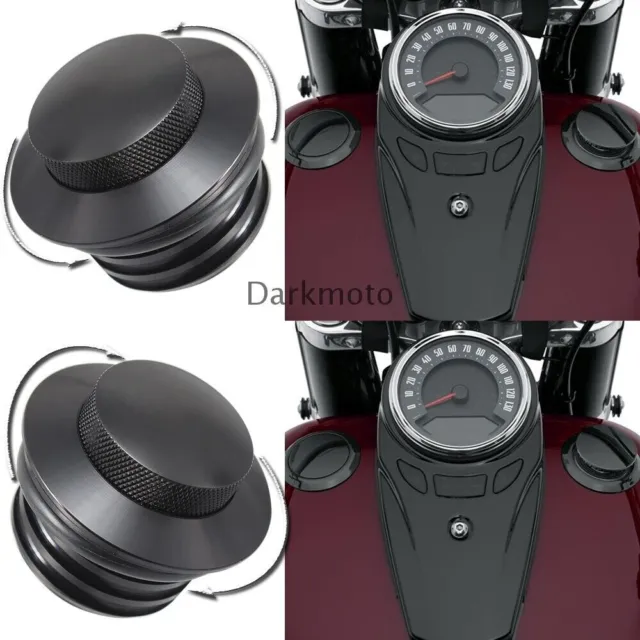 Black Left + Right Flush Mount Pop Up Vented Fuel Tank Gas Cap Fit For Harley