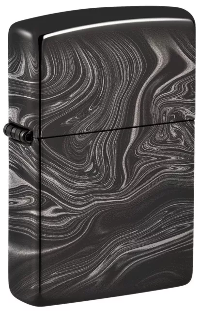 Zippo 49812, Marble Pattern Design, 360 Laser, High Polish Black Finish Lighter