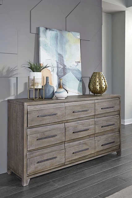 Solid Wood Dresser, 9-Drawer, Hearst - Sahara Tan