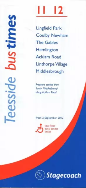 Stagecoach Bus Timetable - 11/12 - Lingfield Park-Middlesbrough - September 2012