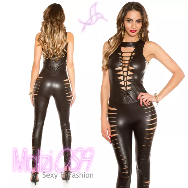 Tuta Catsuit Overall MaliziOSA PVC Sexy Intera Effetto Bagnato Lucido wetlook