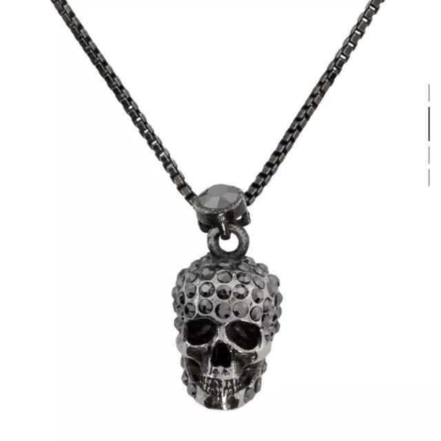 Alexander McQueen Necklace Pendant Skull Chain Swarovski Crystal Silver 2