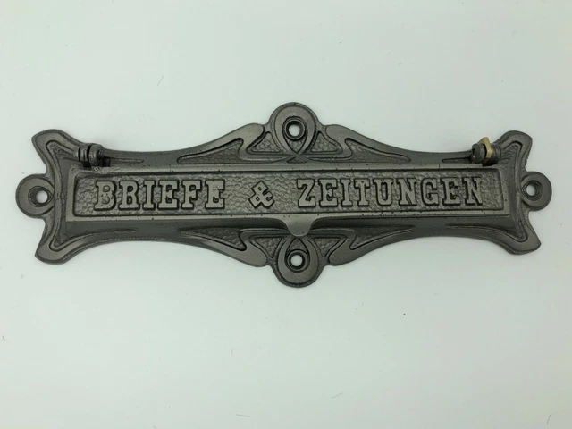 Antiker Briefschlitz Briefeinwurf Briefklappe Gusseisen für Briefe und Zeitungen