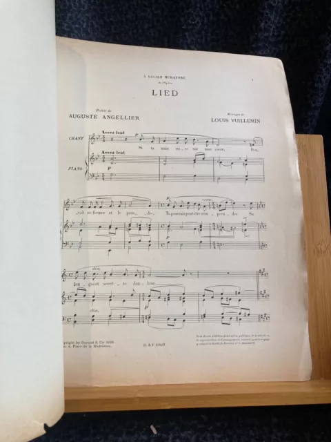 L. Vuillemin Lied Auguste Angellier partition chant piano ed. Durand