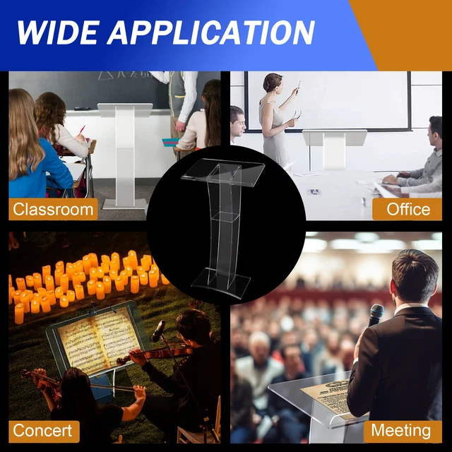 ACRYLIC CLEAR PODIUM Church Pulpit Plexiglass Lectern Debate Podium