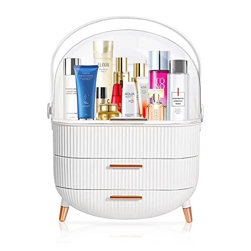 Egg Shape(Oval) Makeup Storage Box, Countertop Portable Vanity Cosmetics