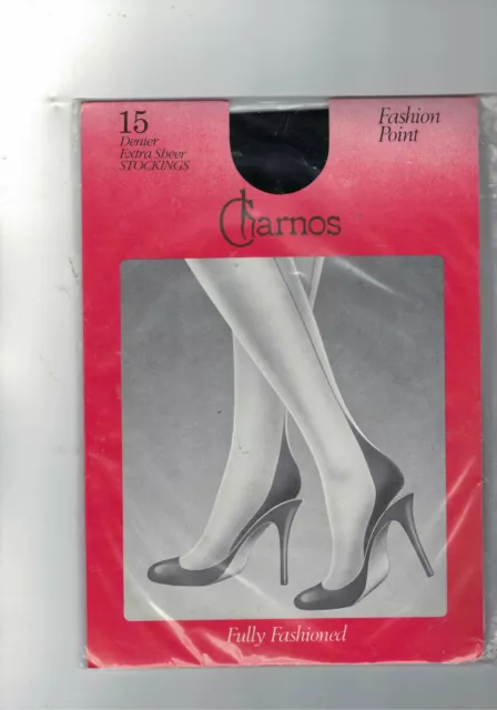 Vintage Charnos Fashion Point Fully Fashioned Seamed Stockings Size Medium Black