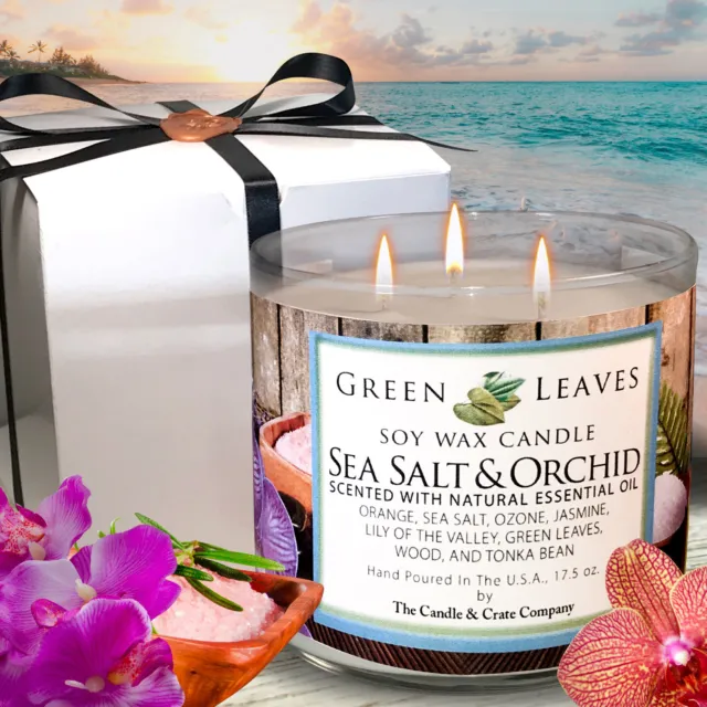 Sea Salt And Orchid Scented Soy Wax Candle, Freshly Handmade When You Order!