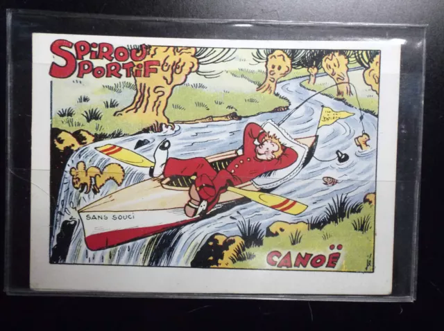 Rare ancienne carte postale Spirou Canoë PARFAIT ETAT