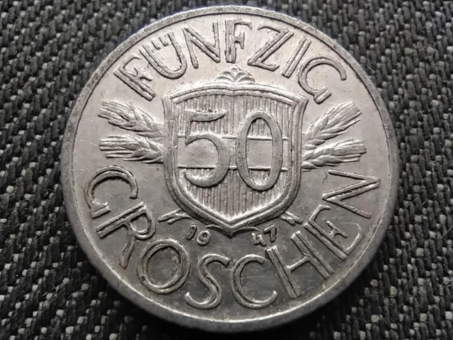 Austria 50 Groschen Coin 1947