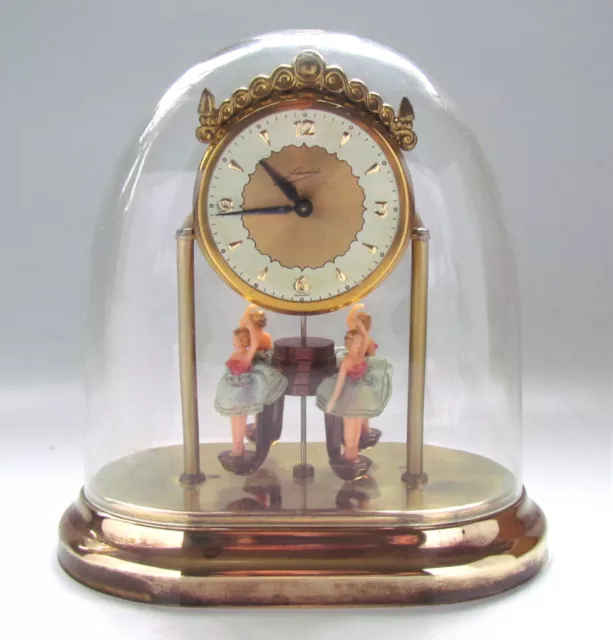 Schmid mechanical torsion pendulum mantle clock with four ballerinas - working