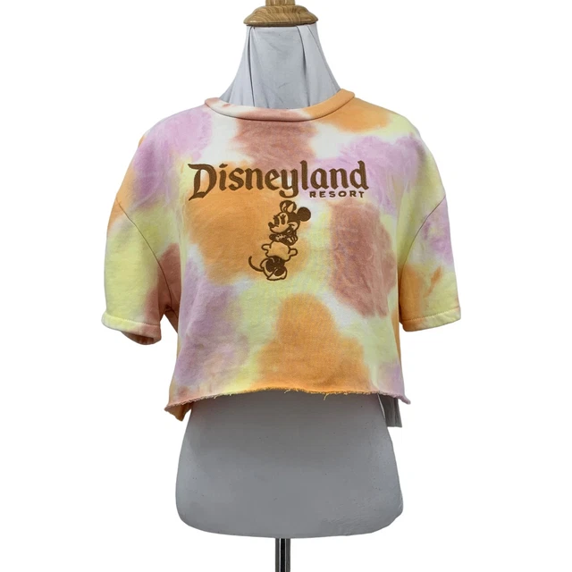 Disney Minnie Mouse Crop Top Womens M Medium Tie Dye Cotton Candy Boxy **CUSTOM