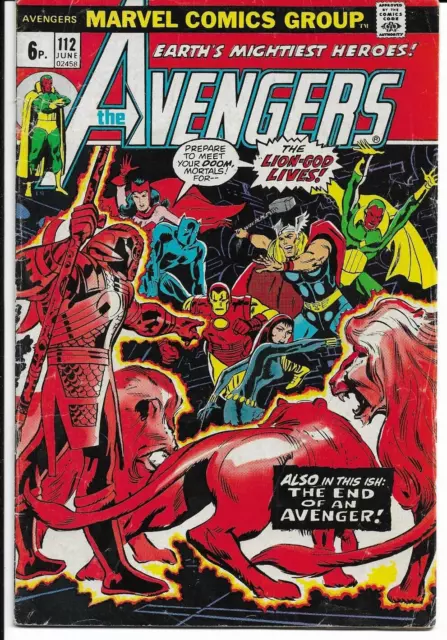 AVENGERS (The)  - Vol 1 No. 112 (June 1973)  [UK Price Edition]